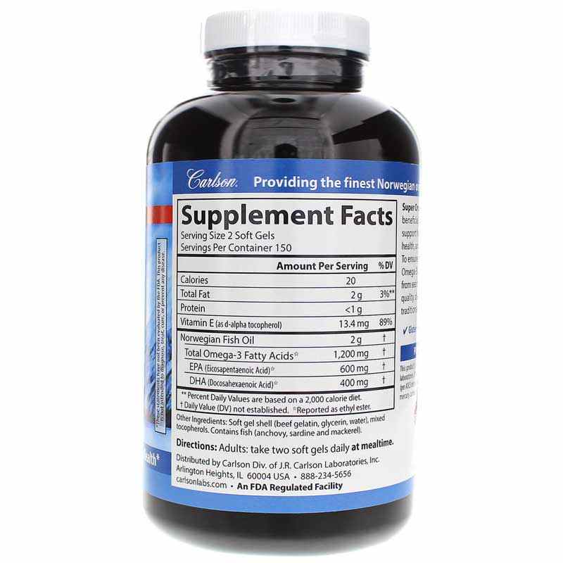 Super Omega 3 Gems 1 200 Mg Carlson Labs